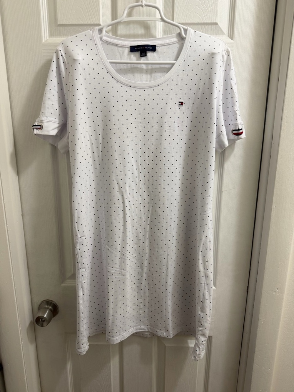 Tommy Hilfiger White Dress with Navy Dot Pattern